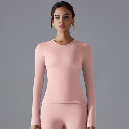 Long-sleeved, double-sided brushed, long yoga wear, breathable and suitable for sports.