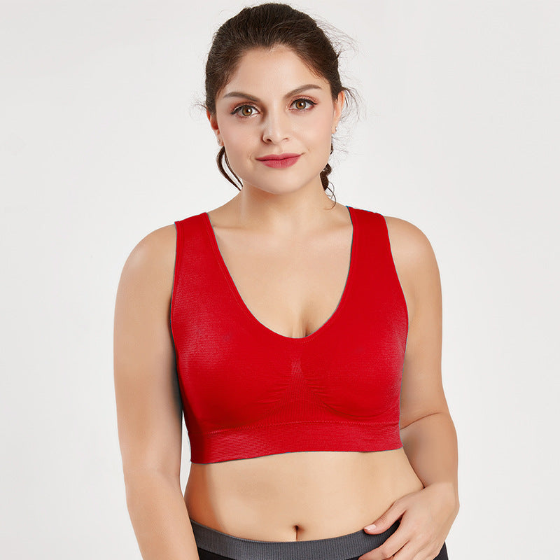 Plus Size Double-Layer Seamless Sports Bra Wireless No Trace Yoga Shapewear Bra for Women