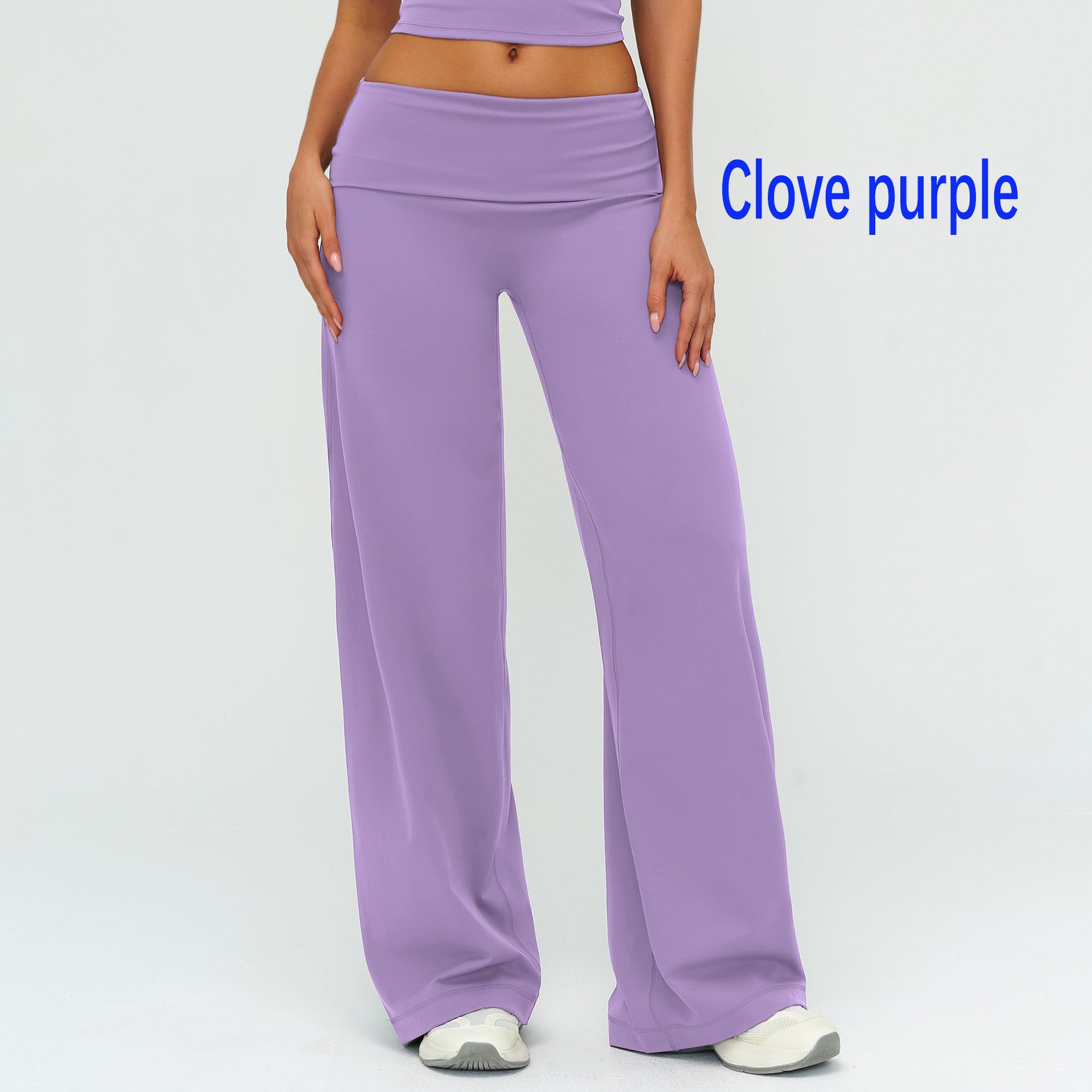Women's Casual Wide Leg Brushed Pants, Fold Over High Waist Loose Fit Sweatpants, Soft Athletic Bottoms for Yoga & Running