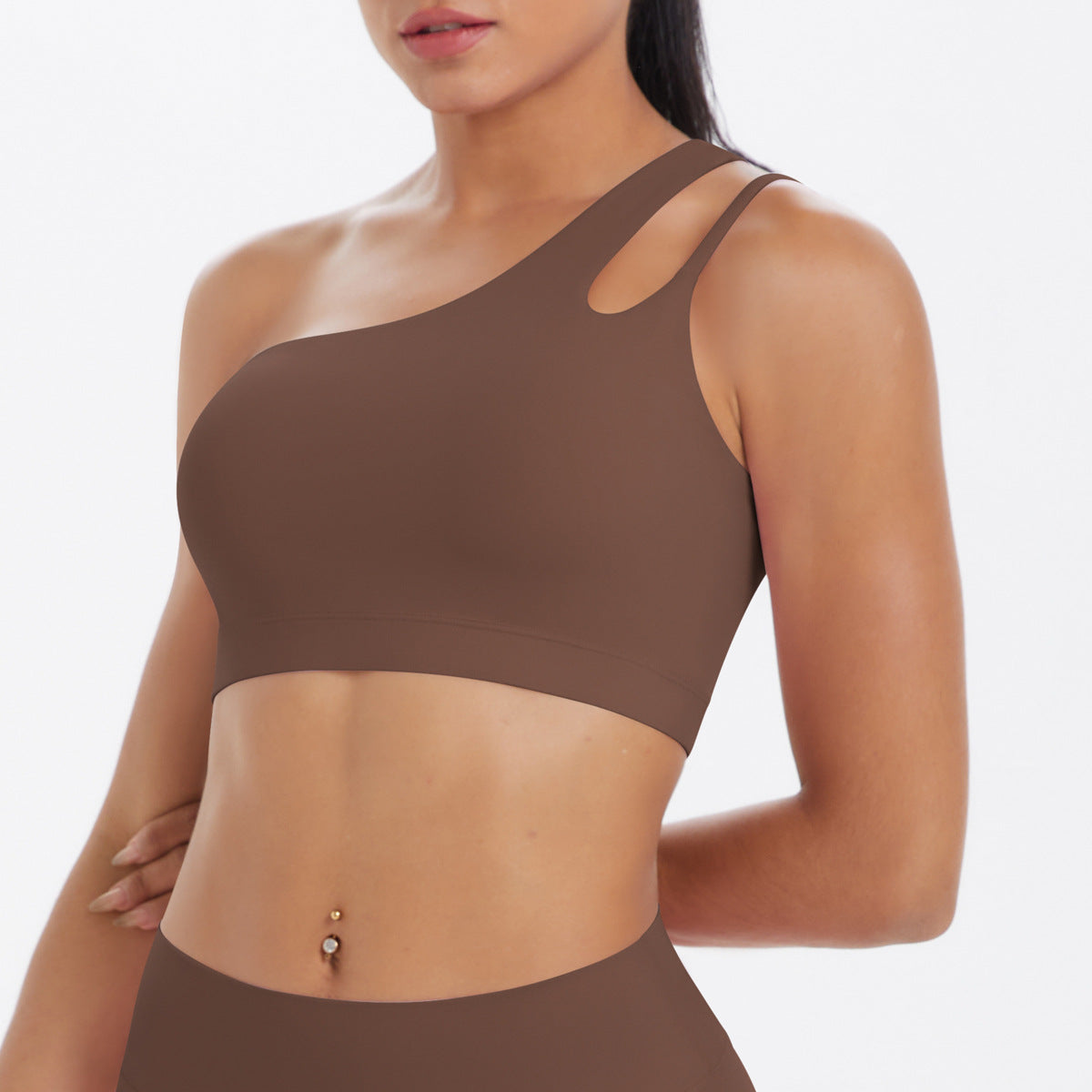 Brushed one-shoulder backless sports bra yoga vest