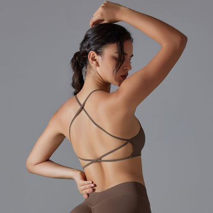 Seamless cross-back high-elastic sports bra, yoga wear