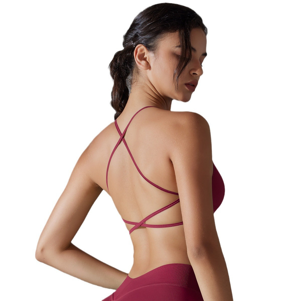 Seamless cross-back high-elastic sports bra, yoga wear
