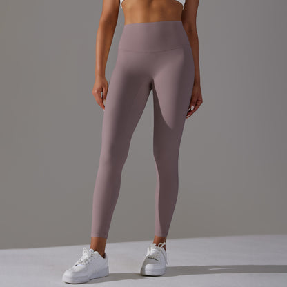 Double-sided brushed breathable yoga cropped pants, high-waisted, hip-lifting, peach-shaped tight-fitting sports fitness pants