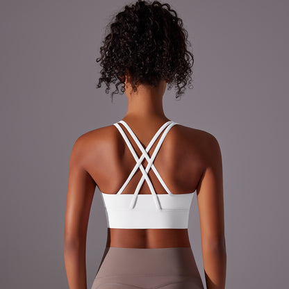 Double-sided brushed shockproof and push-up sports bra