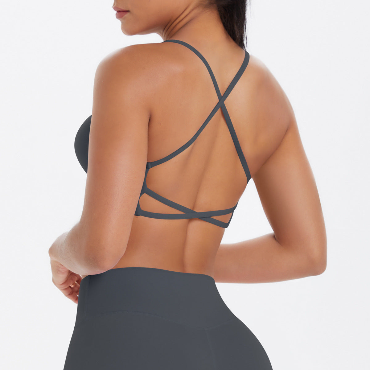 Thin-strap cross-back breathable fitness bra