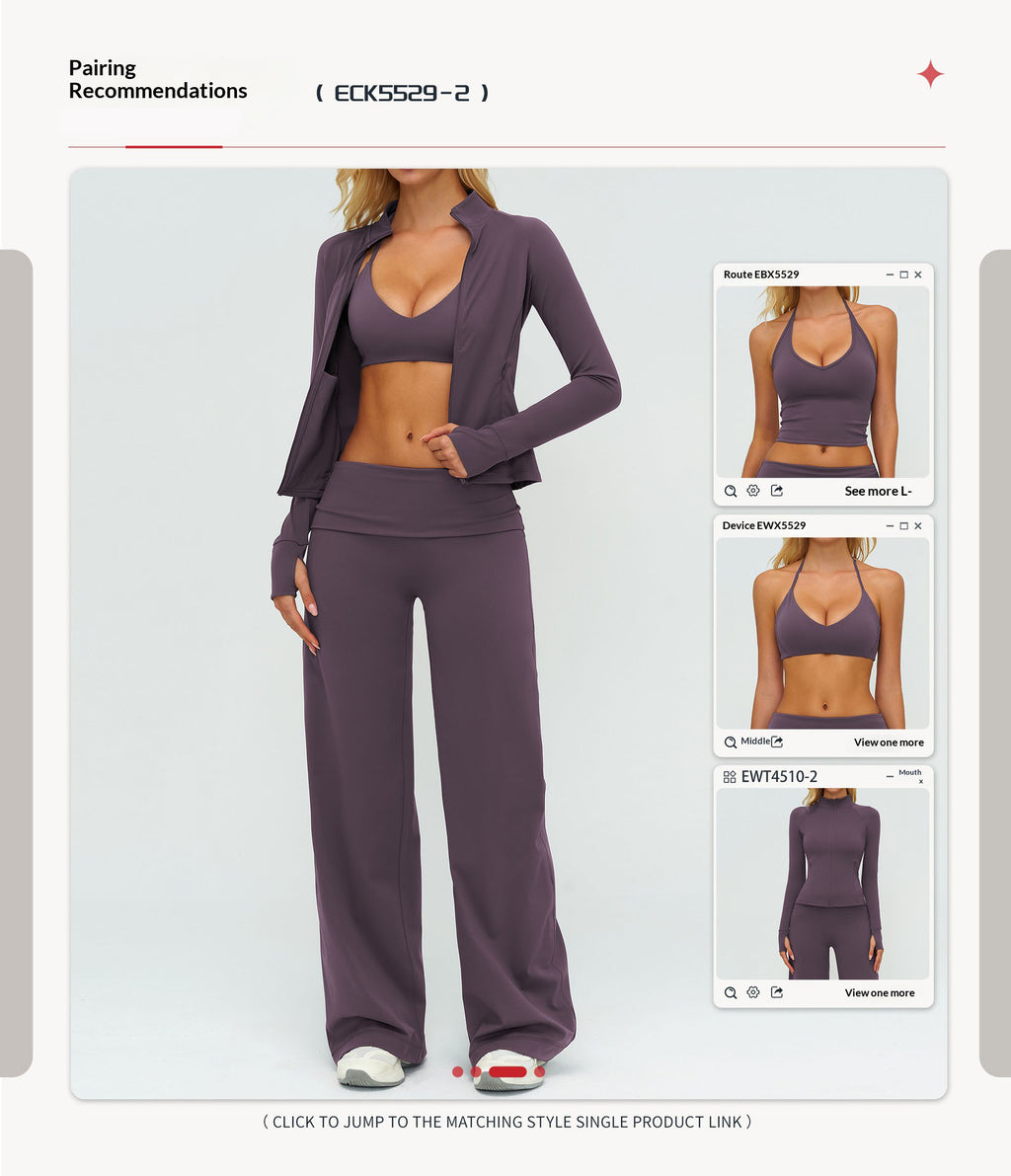 Women's Casual Wide Leg Brushed Pants, Fold Over High Waist Loose Fit Sweatpants, Soft Athletic Bottoms for Yoga & Running