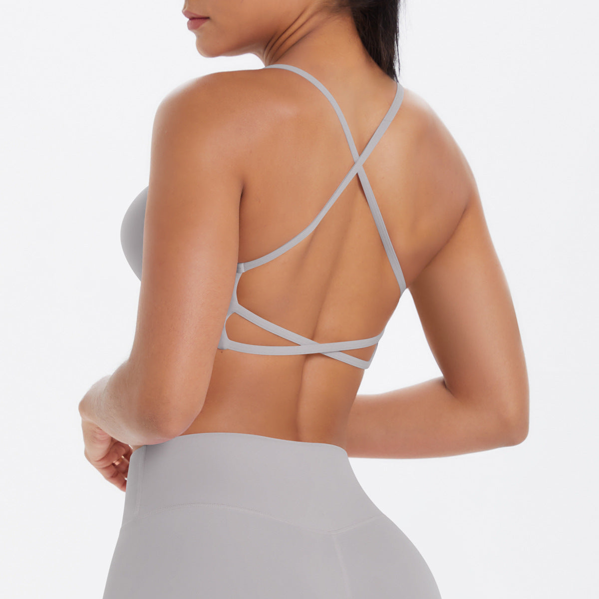 Thin-strap cross-back breathable fitness bra