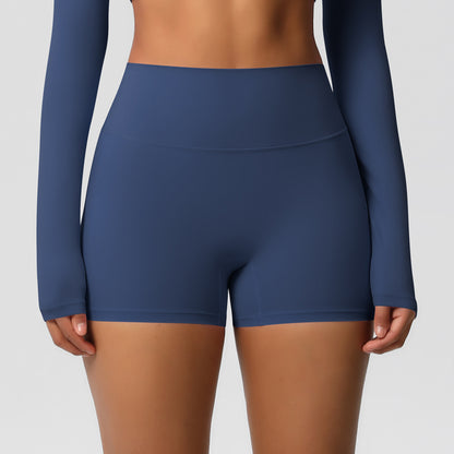 Frizzy high-waisted tight-fitting yoga shorts for running and fitness.