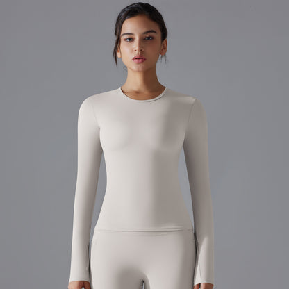 Long-sleeved, double-sided brushed, long yoga wear, breathable and suitable for sports.