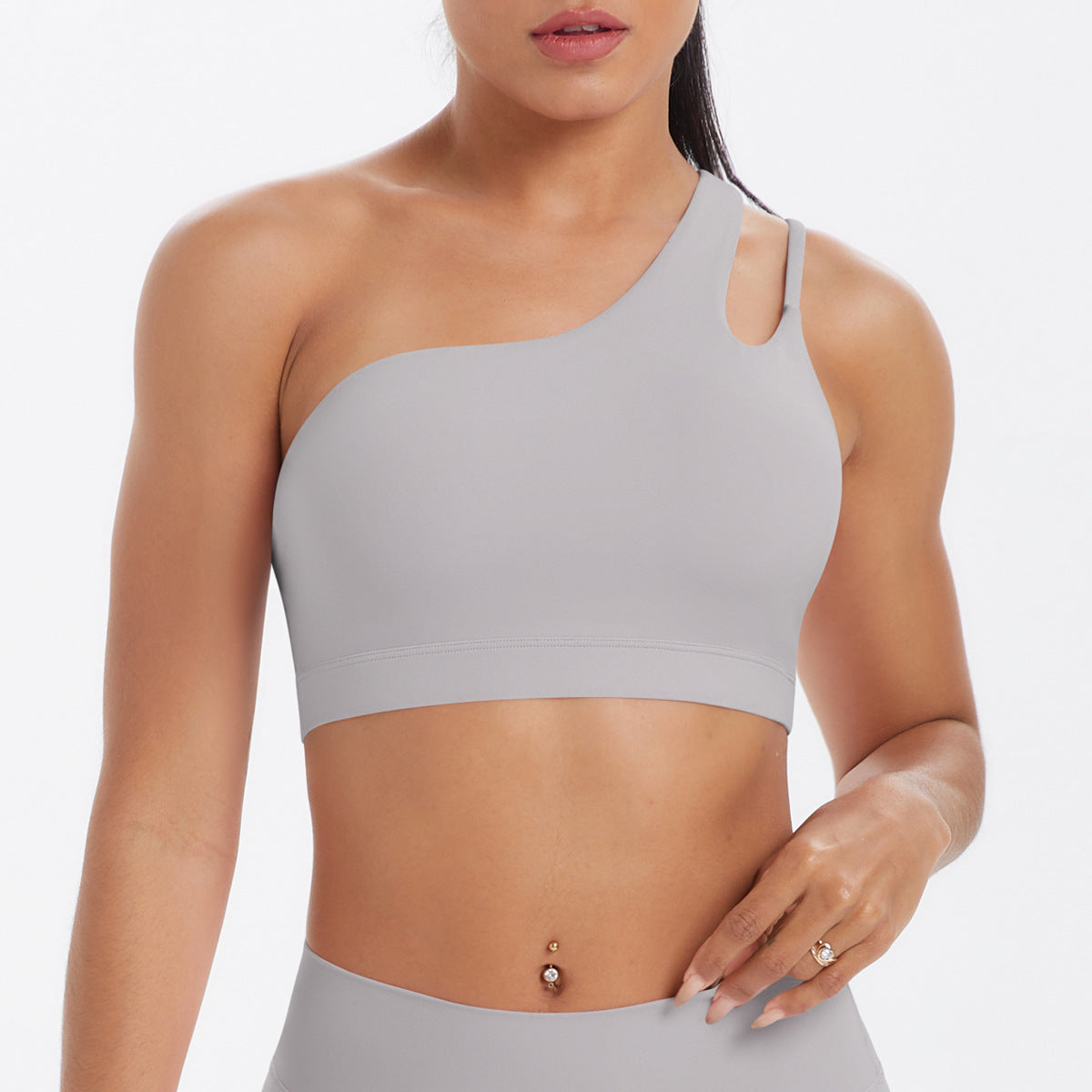 Brushed one-shoulder backless sports bra yoga vest