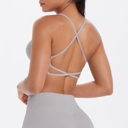 Thin-strap cross-back breathable fitness bra