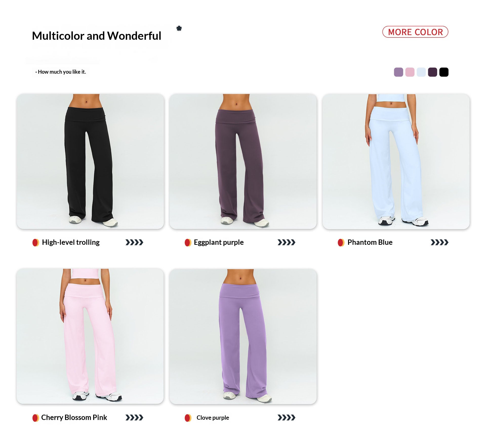 Women's Casual Wide Leg Brushed Pants, Fold Over High Waist Loose Fit Sweatpants, Soft Athletic Bottoms for Yoga & Running