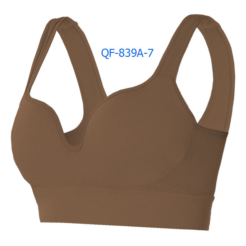 Women Plus Size Fixed Cup Wireless Racerback Sports Bra Shockproof Push Up Tank Bra for Yoga Running Fitness