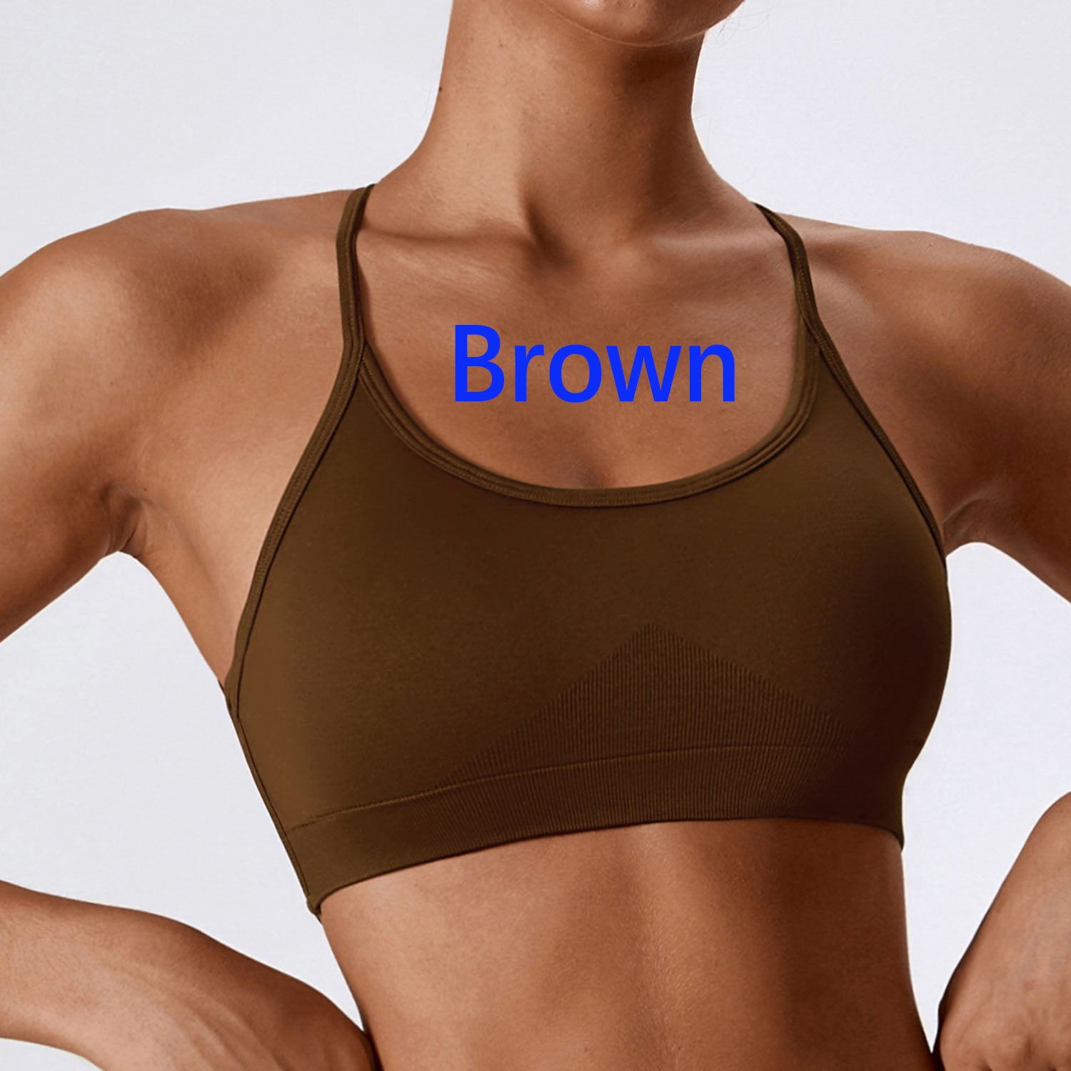 Seamless Crisscross Back Sports Bra, Quick Dry Breathable Active Bra for Yoga Fitness Running