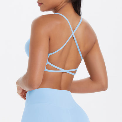 Thin-strap cross-back breathable fitness bra