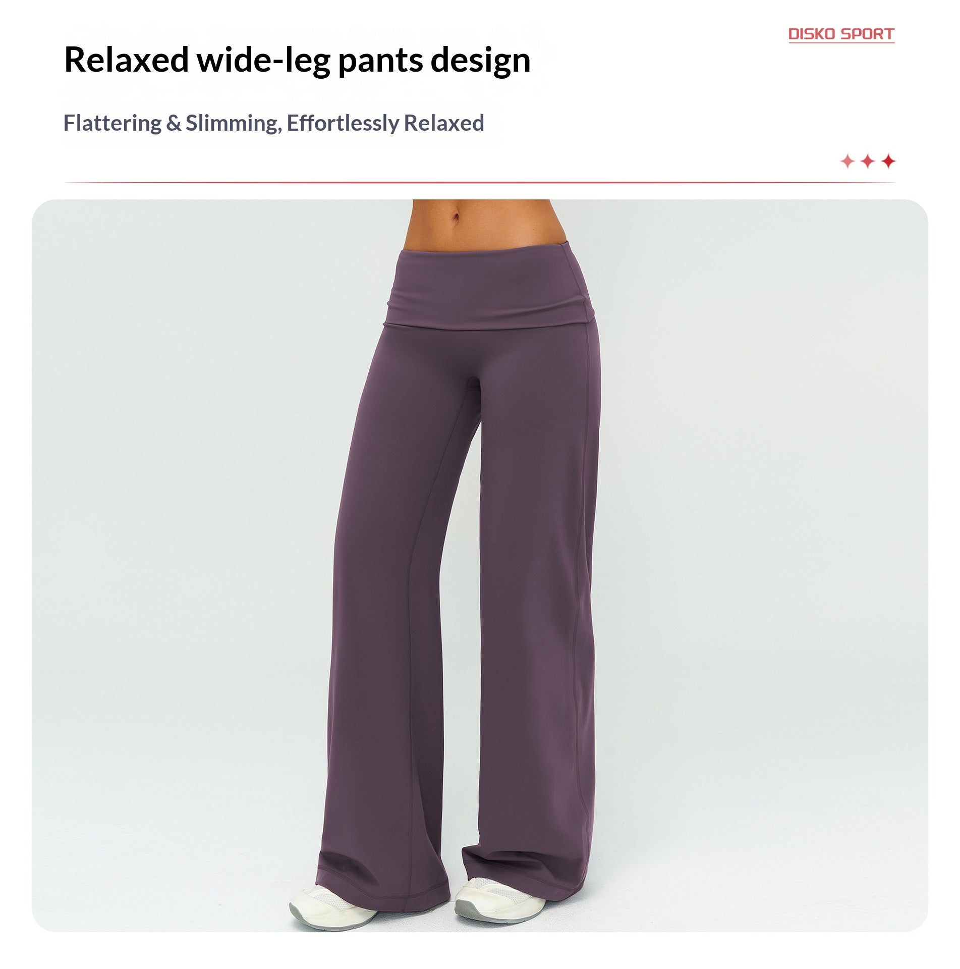 Women's Casual Wide Leg Brushed Pants, Fold Over High Waist Loose Fit Sweatpants, Soft Athletic Bottoms for Yoga & Running