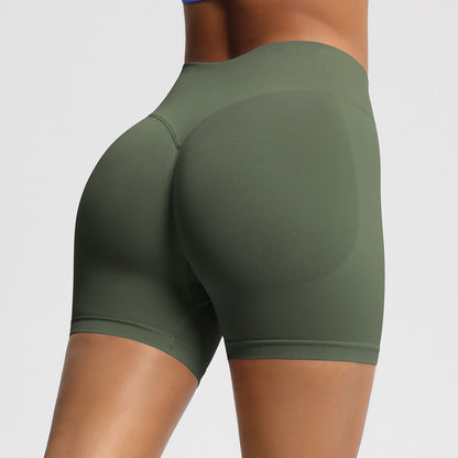 Seamless three-section waist fitness and quick-drying yoga shorts