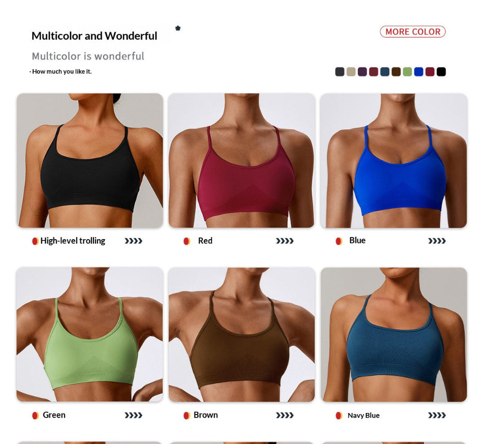 Seamless Crisscross Back Sports Bra, Quick Dry Breathable Active Bra for Yoga Fitness Running