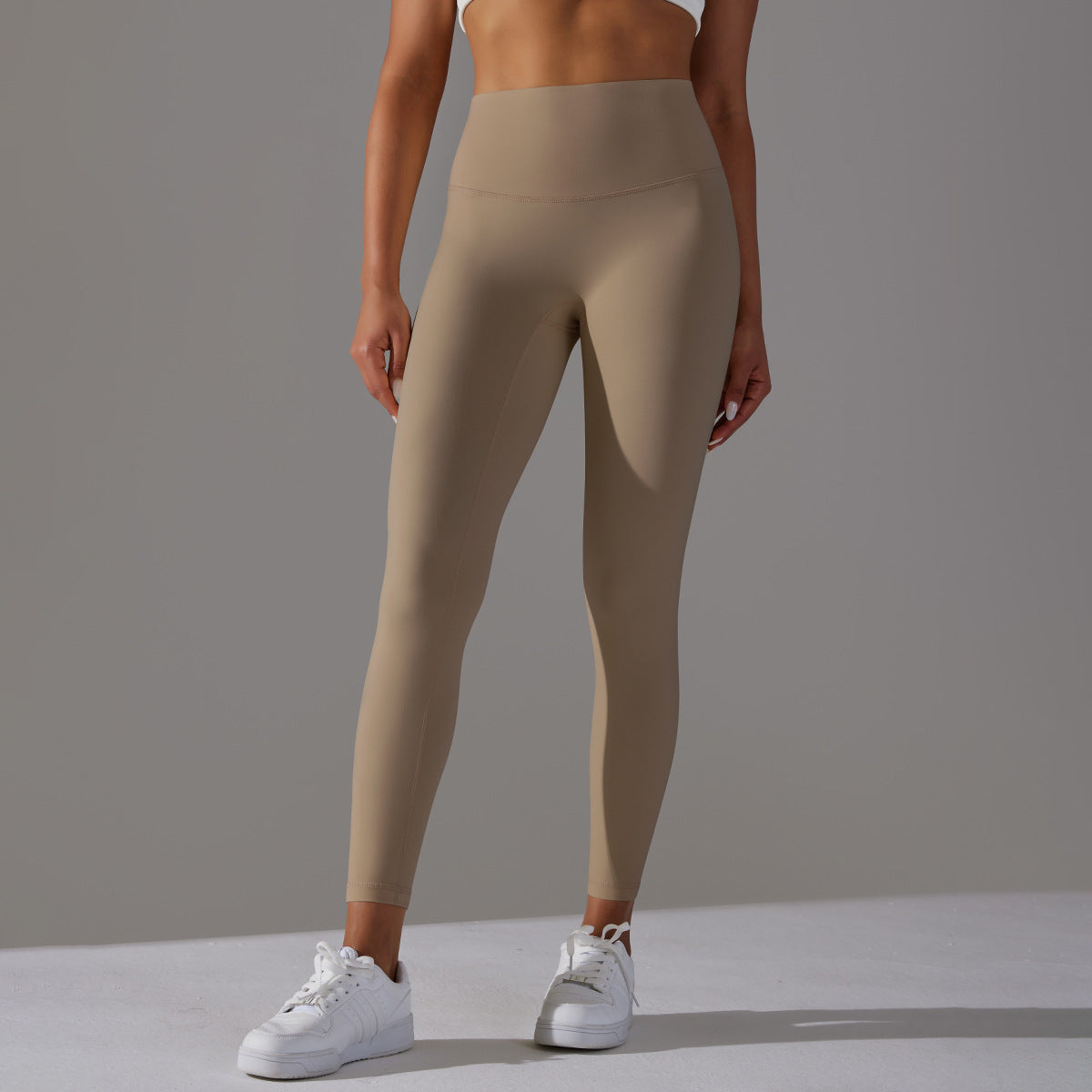 Double-sided brushed breathable yoga cropped pants, high-waisted, hip-lifting, peach-shaped tight-fitting sports fitness pants