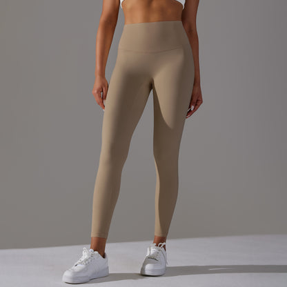 Double-sided brushed breathable yoga cropped pants, high-waisted, hip-lifting, peach-shaped tight-fitting sports fitness pants