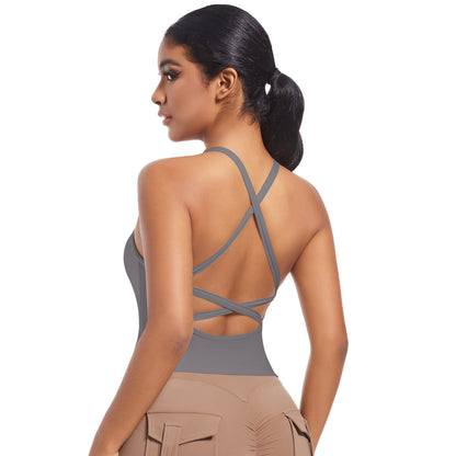 Beautiful back cross-back sports bra running fitness vest yoga wear