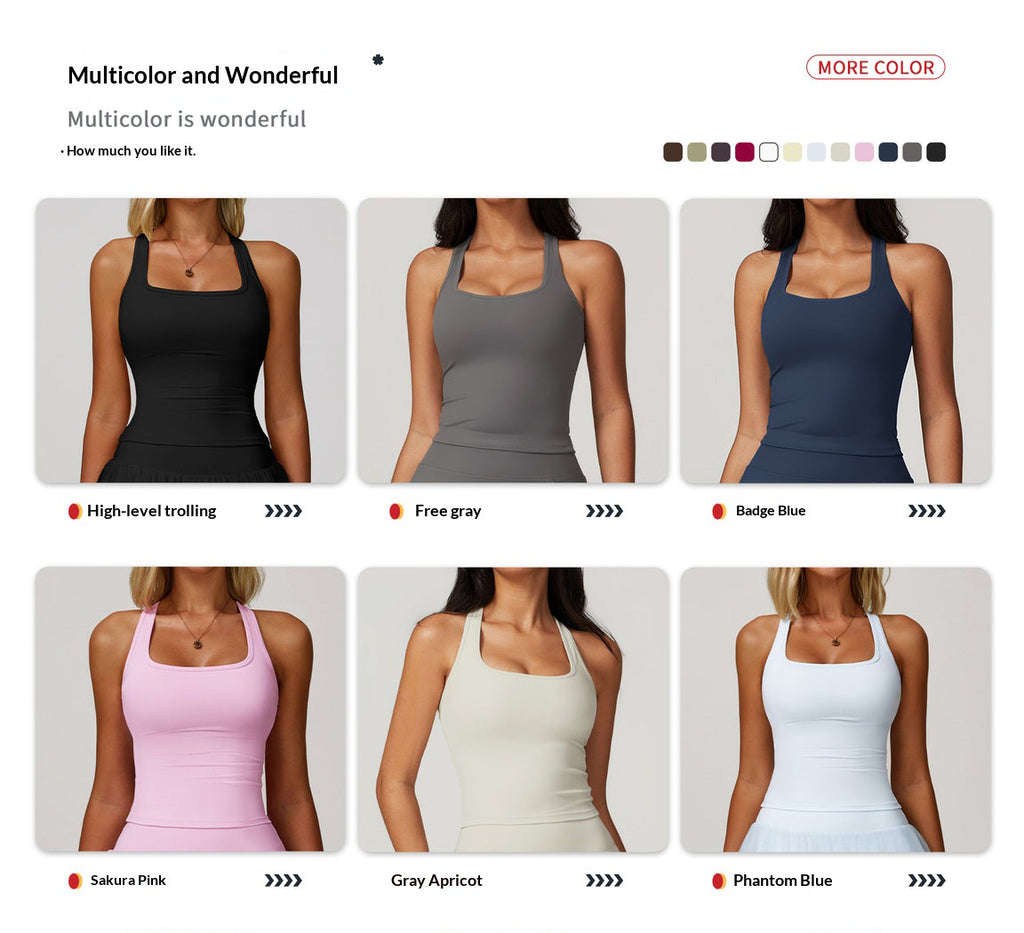 Women's Racerback Sports Tank Brushed Fabric Tight Fitting Quick Dry Yoga Running Top