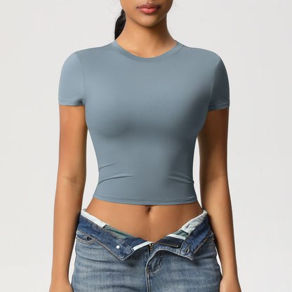 Double-sided nylon casual tight-fitting quick-drying sports T-shirt