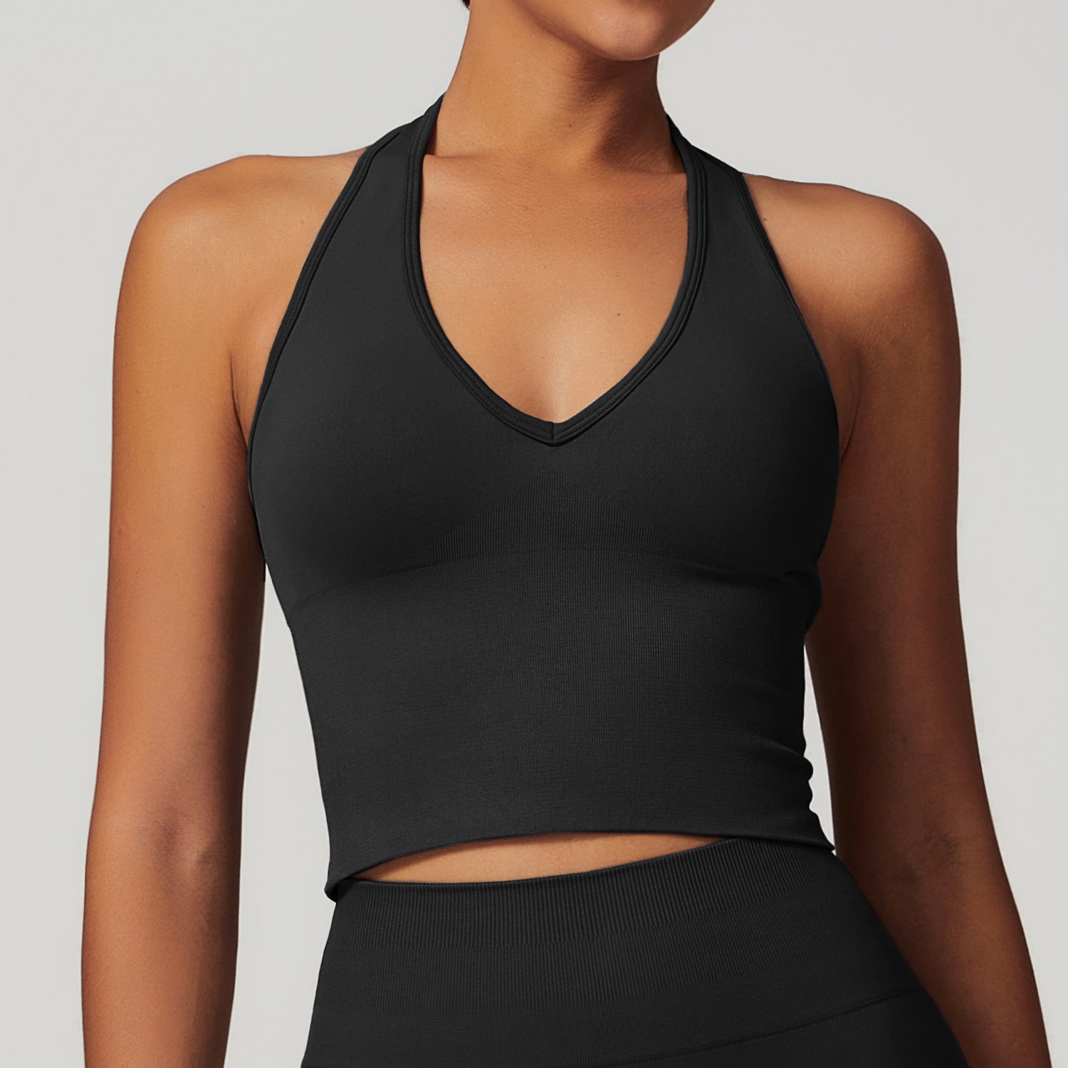 Summer Breathable Halter Neck Yoga Bra, Seamless Back Support Sports Top for Running Fitness