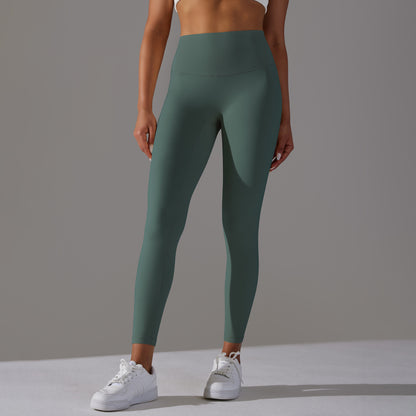 Double-sided brushed breathable yoga cropped pants, high-waisted, hip-lifting, peach-shaped tight-fitting sports fitness pants