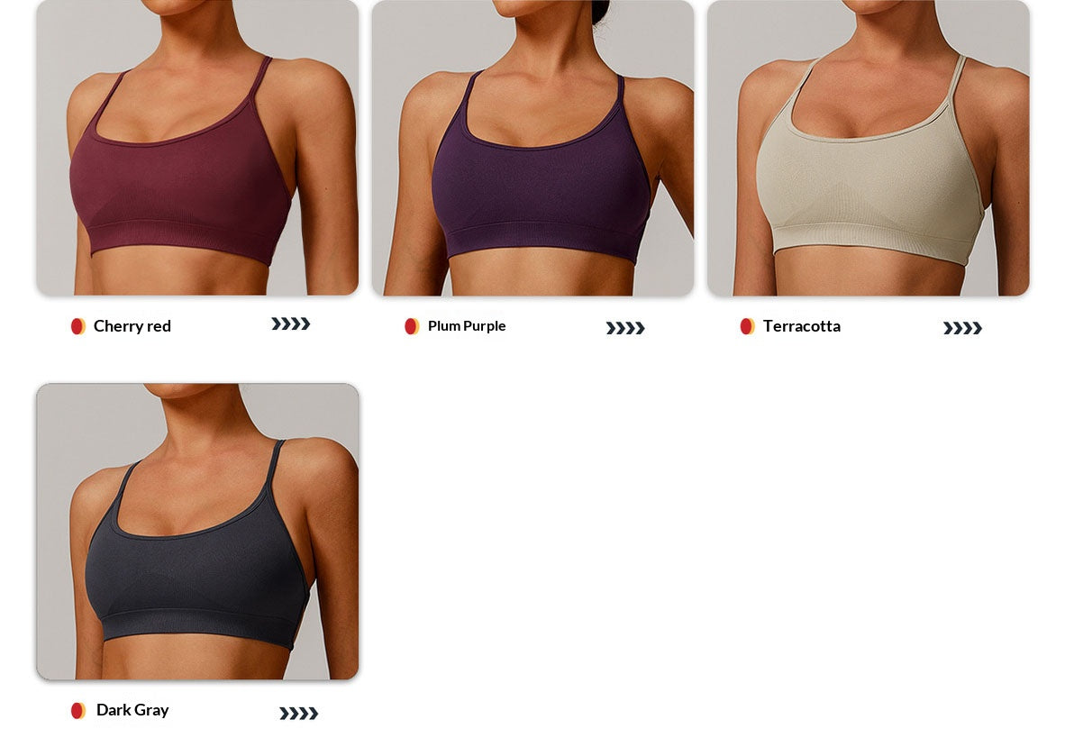 Seamless Crisscross Back Sports Bra, Quick Dry Breathable Active Bra for Yoga Fitness Running